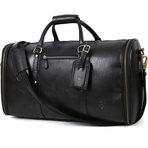 BRAND NEW EXTENDABLE REAL BUFFALO LEATHER DUFFLE TRAVEL OVERNIGHT BAG NWT